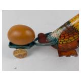 Vintage Tin Litho Mechanical Chicken Toy Set (Lot of 2)