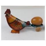 Vintage Tin Litho Mechanical Chicken Toy Set (Lot of 2)