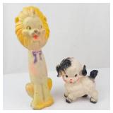 Vintage 1950s Sanitoy Lion & Sun Rubber Puppy Squeak Toys