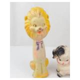 Vintage 1950s Sanitoy Lion & Sun Rubber Puppy Squeak Toys