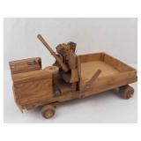 Antique Handmade Folk Art Wooden Dump Truck Toy