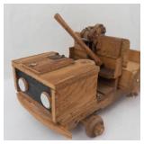 Antique Handmade Folk Art Wooden Dump Truck Toy