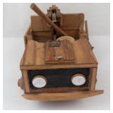 Antique Handmade Folk Art Wooden Dump Truck Toy