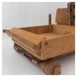 Antique Handmade Folk Art Wooden Dump Truck Toy