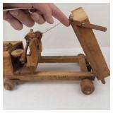Antique Handmade Folk Art Wooden Dump Truck Toy