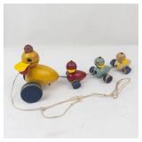 Vintage Fisher-Price Quacky Family Wooden Pull Toy Duck Family