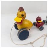 Vintage Fisher-Price Quacky Family Wooden Pull Toy Duck Family