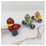 Vintage Fisher-Price Quacky Family Wooden Pull Toy Duck Family