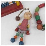 Wooden Toy Abacus, Doll & Beaded Bracelet Mixed Lot