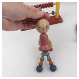 Wooden Toy Abacus, Doll & Beaded Bracelet Mixed Lot