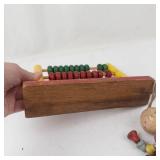Wooden Toy Abacus, Doll & Beaded Bracelet Mixed Lot