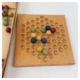 Vintage Wooden Chinese Checkers Board Game With Golden Bouquet Box