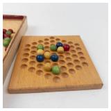 Vintage Wooden Chinese Checkers Board Game With Golden Bouquet Box