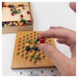 Vintage Wooden Chinese Checkers Board Game With Golden Bouquet Box
