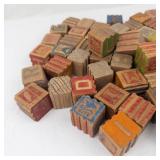 Vintage Wooden Alphabet Blocks Assortment