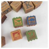 Vintage Wooden Alphabet Blocks Assortment