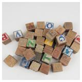 Vintage Wooden Alphabet Blocks Mixed Lot