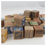 Vintage Wooden Alphabet Blocks Mixed Lot