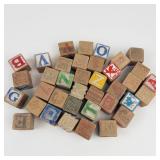 Vintage Wooden Alphabet Blocks Mixed Lot