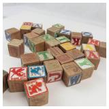 Vintage Wooden Alphabet Blocks Mixed Lot