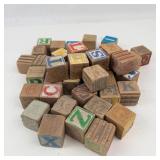 Vintage Wooden Alphabet Blocks Mixed Lot