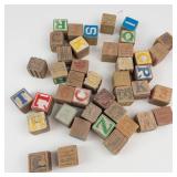 Vintage Wooden Alphabet Blocks Mixed Lot