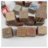 Vintage Wooden Alphabet Blocks Mixed Lot