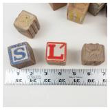 Vintage Wooden Alphabet Blocks Mixed Lot