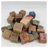 Vintage Wooden Alphabet Blocks Assortment