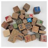 Vintage Wooden Alphabet Blocks Assortment