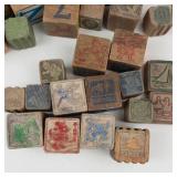 Vintage Wooden Alphabet Blocks Assortment