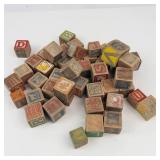 Vintage Wooden Alphabet Blocks Set