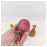 Vintage Miniature Wooden Bowling Pin Set With Ball (11 Pieces)