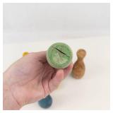 Vintage Miniature Wooden Bowling Pin Set With Ball (11 Pieces)