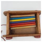 Vintage 1950s Playskool Col-O-Rol Wooden Pull Toy Wagon