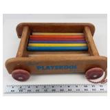Vintage 1950s Playskool Col-O-Rol Wooden Pull Toy Wagon