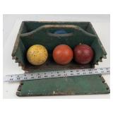 Wooden Carry Crate With Painted Wooden Balls