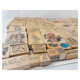 Assorted Wooden Rubber Stamps Mixed Lot