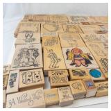 Assorted Wooden Rubber Stamps Mixed Lot