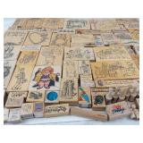Assorted Wooden Rubber Stamps Mixed Lot