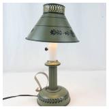 Vintage Green Toleware Table Lamp