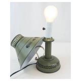 Vintage Green Toleware Table Lamp