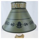 Vintage Green Toleware Table Lamp