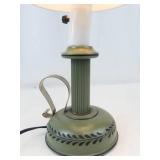 Vintage Green Toleware Table Lamp