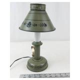 Vintage Green Toleware Table Lamp