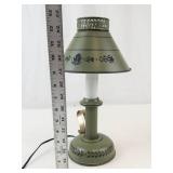 Vintage Green Toleware Table Lamp