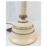Vintage Toleware Student Lamp With Glass Reflector Shade