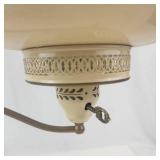 Vintage Toleware Student Lamp With Glass Reflector Shade