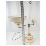 Vintage Toleware Student Lamp With Glass Reflector Shade