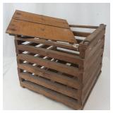 Antique Wooden Egg Crate With Hinged Lid & Handle